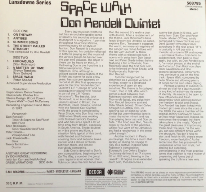 Виниловая пластинка Don Rendell Quintet – Space Walk LP - рис.1