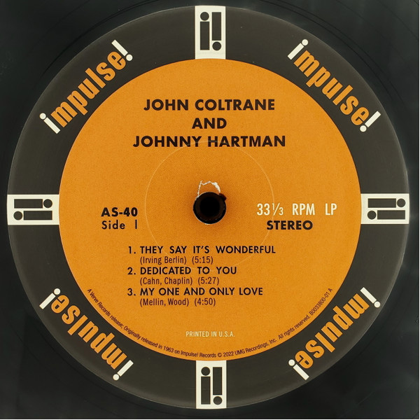 Виниловая пластинка John Coltrane And Johnny Hartman – John Coltrane and Johnny Hartman LP - рис.3