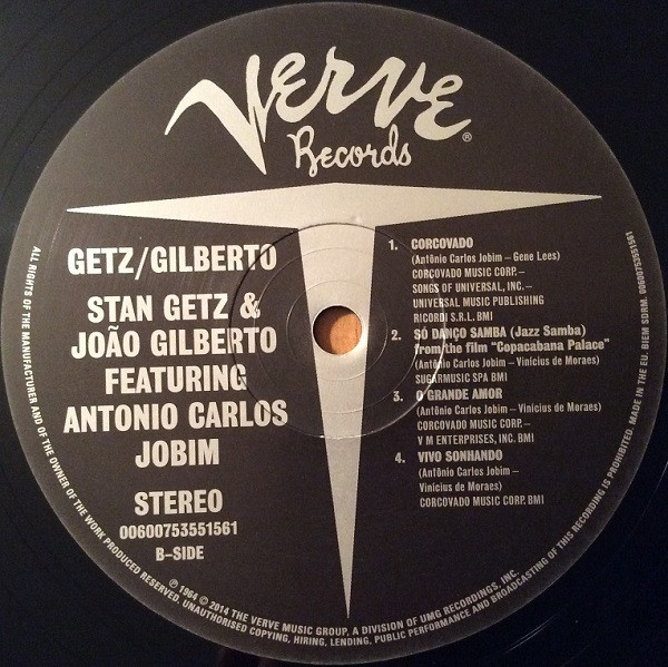 Виниловая пластинка Stan Getz; Joao Gilberto; Antonio Carlos Jobim - Getz Gilberto - рис.3