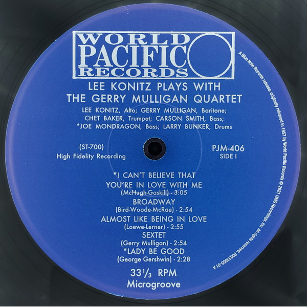 Виниловая пластинка Lee Konitz Plays With The Gerry Mulligan Quartet LP - рис.2