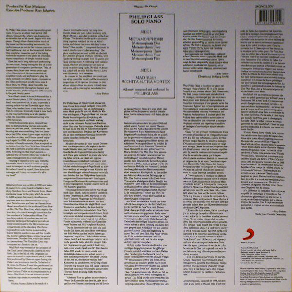 Виниловая пластинка Philip Glass - Solo Piano LP - рис.1