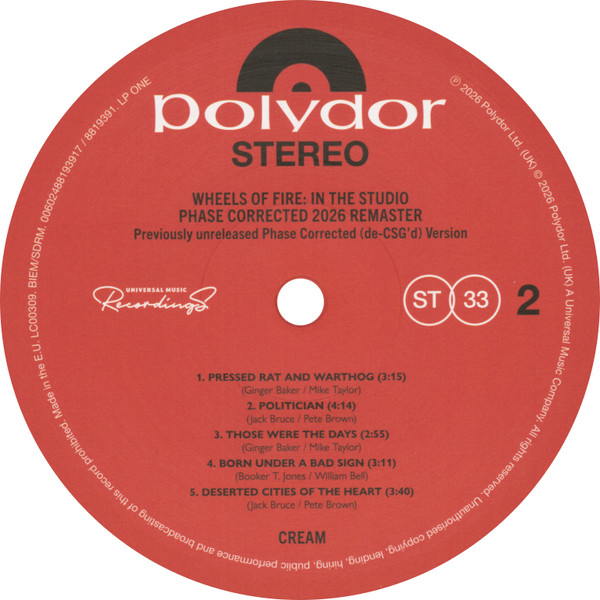 Виниловая пластинка Cream - Wheels Of Fire: In The Studio - 3LP - рис.10