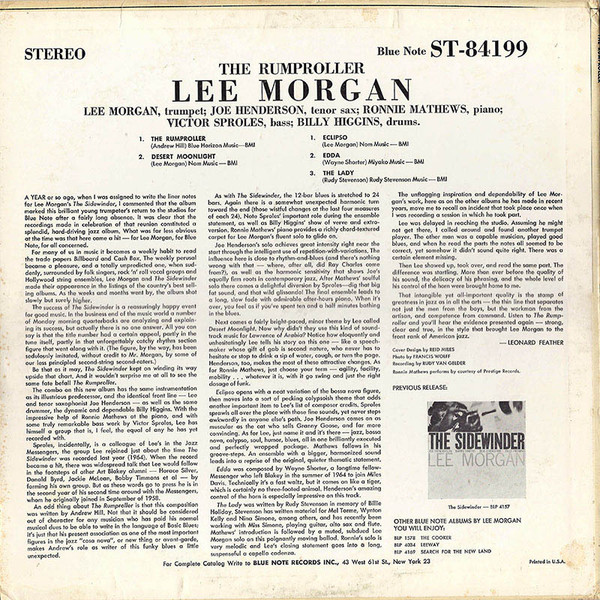 Виниловая пластинка Lee Morgan – The Rumproller LP - рис.1