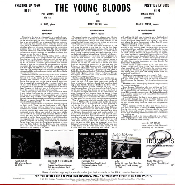 Виниловая пластинка Phil Woods, Donald Byrd – The Young Bloods - Analogue Productions LP - рис.1