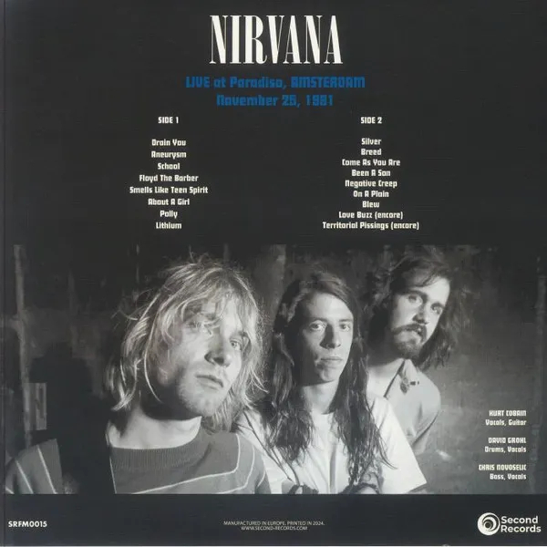 Виниловая пластинка Nirvana – Live At Paradiso, Amsterdam - November 25, 1991 (Turquoise) - LP - рис.2