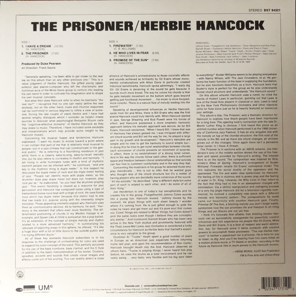 Виниловая пластинка Herbie Hancock - The Prisoner - рис.2