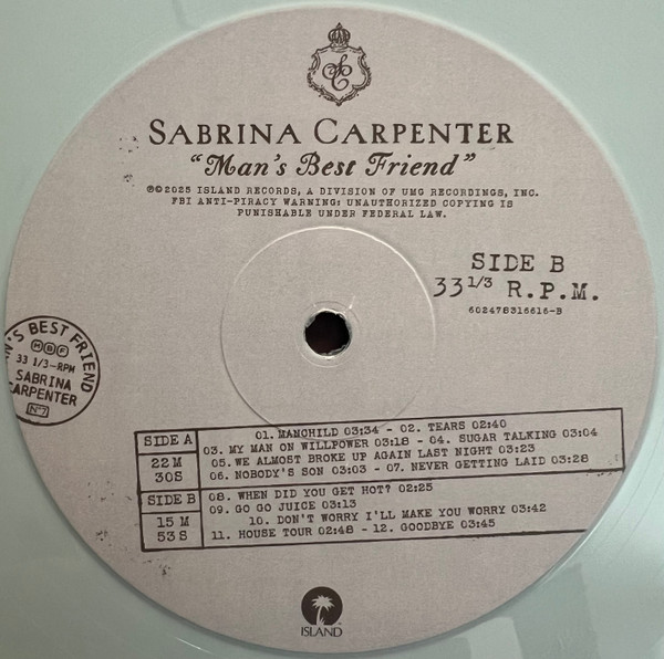 Виниловая пластинка Sabrina Carpenter – Man's Best Friend (Opaque Light Blue) LP - рис.3
