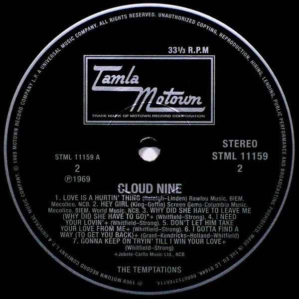 Виниловая пластинка The Temptations - Cloud Nine - рис.3