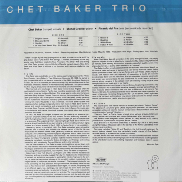 Виниловая пластинка Chet Baker Trio - Mr. B (coloured) LP - рис.2