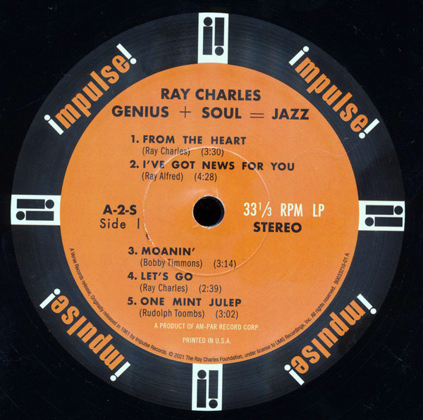 Виниловая пластинка Ray Charles - Genius + Soul = Jazz LP - рис.1