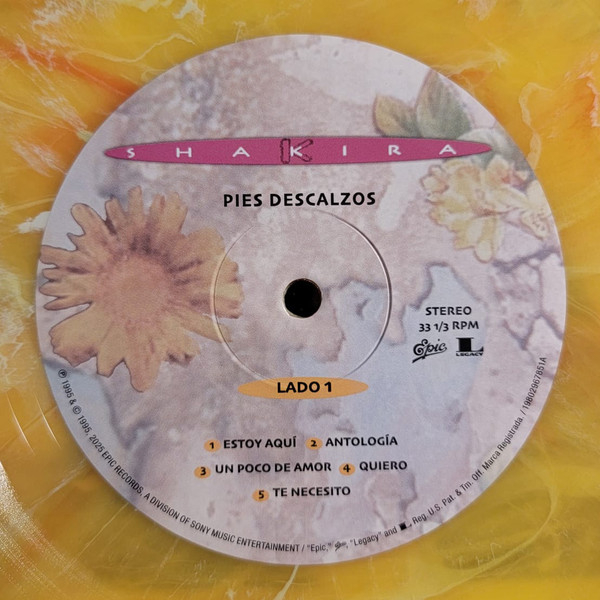Виниловая пластинка Shakira – Pies Descalzos (30th Anniversary) (Vibrant Yellow W/ Red Swirl Marble) LP - рис.5
