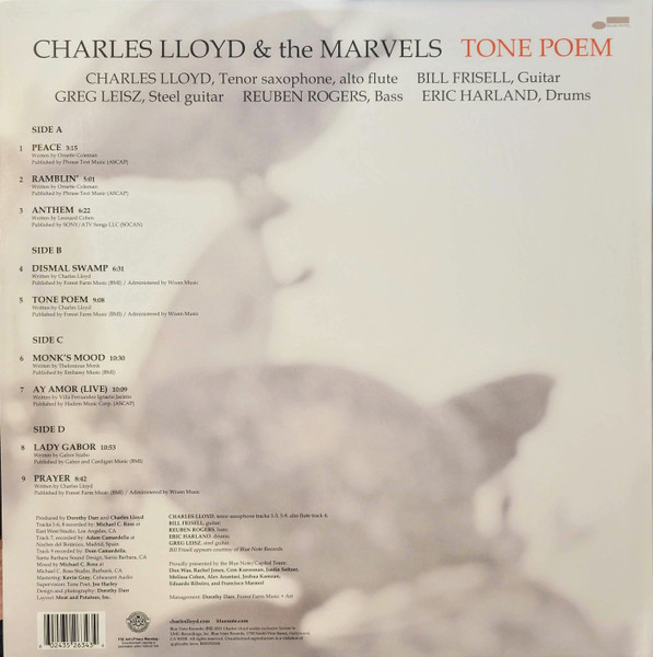 Виниловая пластинка Charles Lloyd & The Marvels – Tone Poem 2LP - рис.1