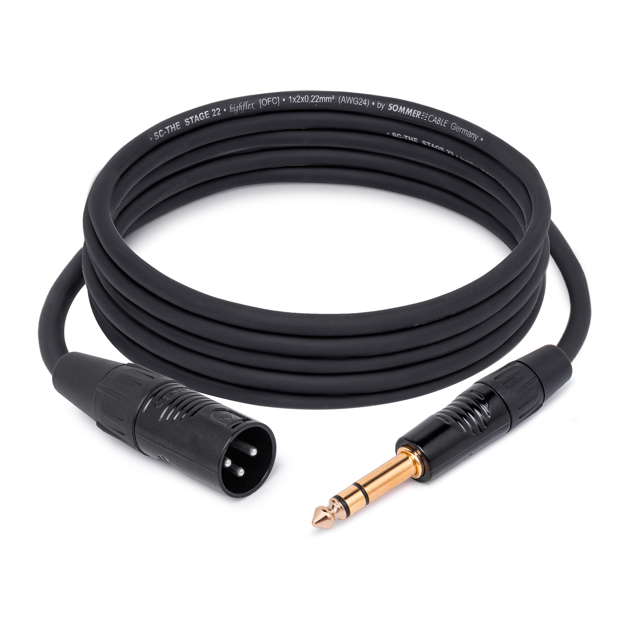 Кабель HeadMade Pro XLR-M - 6.3mm stereo Black 3m
