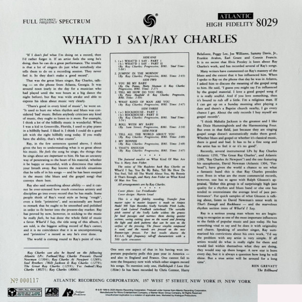 Виниловая пластинка Ray Charles - What'd I Say (Analogue) - 2LP - рис.1