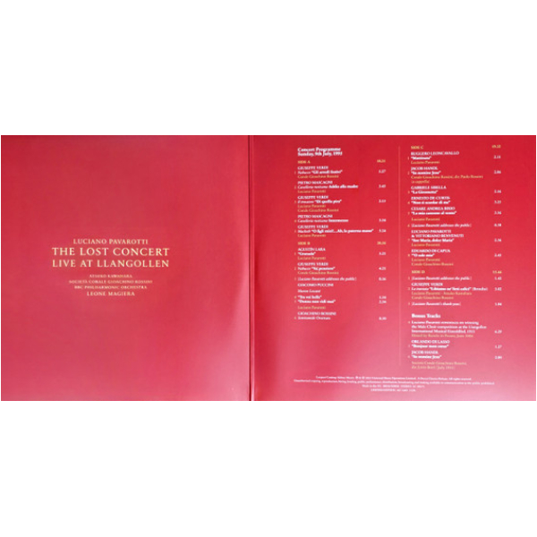 Бокс-сет Luciano Pavarotti – The Lost Concert - Live At Llangollen 1995 (Box-set) - 2LP - рис.5