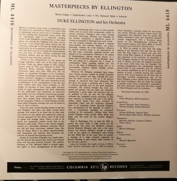 Виниловая пластинка Duke Ellington And His Orchestra - Masterpieces By Ellington - рис.1