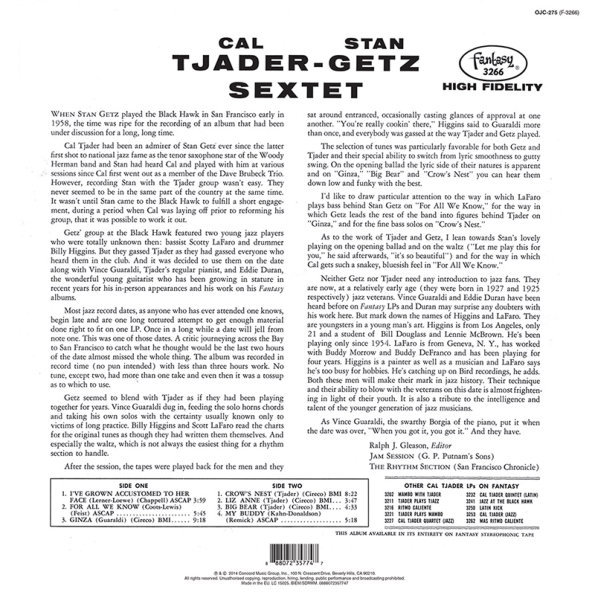 Виниловая пластинка Stan Getz, Cal Tjader Stan Getz - Cal Tjader Sextet LP - рис.1
