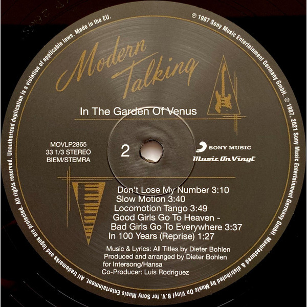 Виниловая пластинка Modern Talking – In The Garden Of Venus - The 6th Album LP - рис.3