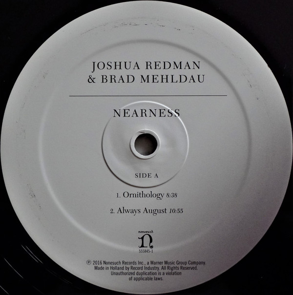 Виниловая пластинка Joshua Redman; Brad Mehldau - Nearness - рис.2