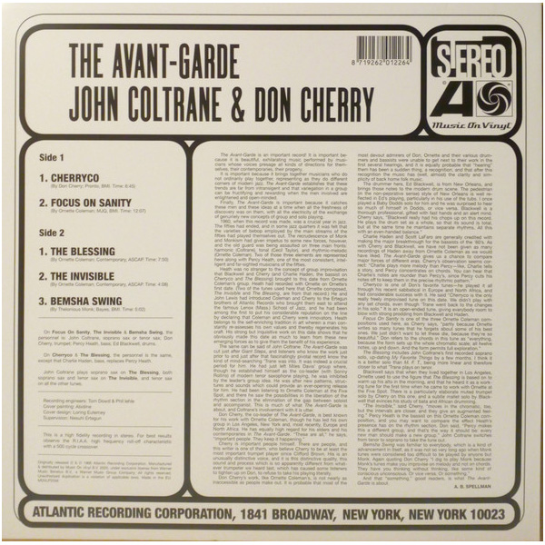 Виниловая пластинка John Coltrane & Don Cherry – The Avant-Garde LP - рис.1