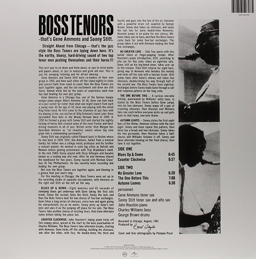 Виниловая пластинка Gene Ammons; Sonny Stitt - Boss Tenors: Straight Ahead From Chicago August 1961 - рис.1