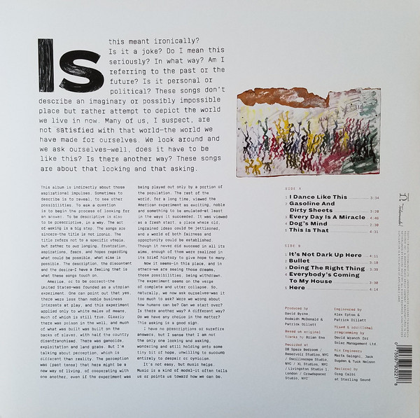Виниловая пластинка DAVID BYRNE AMERICAN UTOPIA LP - рис.1