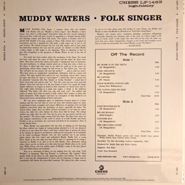 Виниловая пластинка Muddy Waters - Folk Singer LP - рис.3