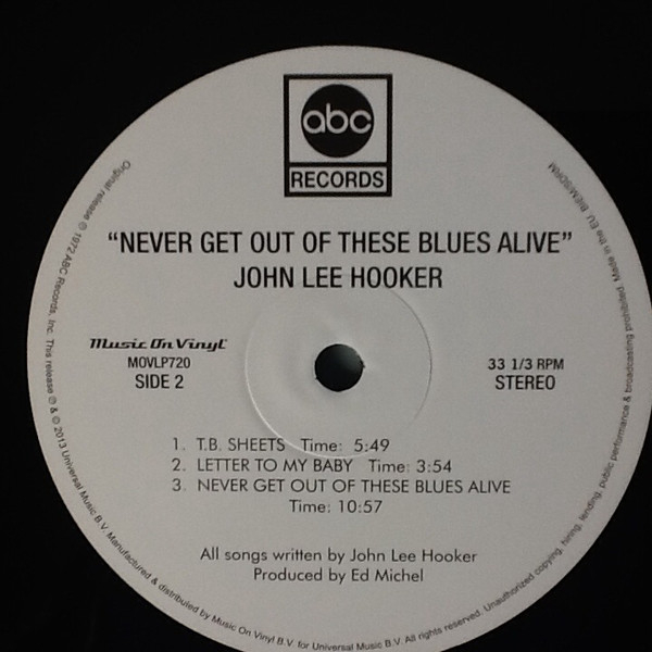 Виниловая пластинка John Lee Hooker – Never Get Out Of These Blues Alive LP - рис.3