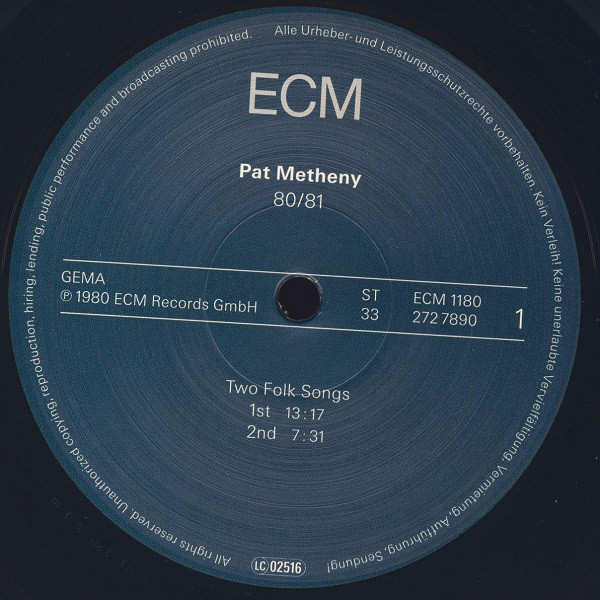 Виниловая пластинка Pat Metheny; Charlie Haden; Jack DeJohnette; Dewey Redman; Mike Brecker - 8081 - рис.3