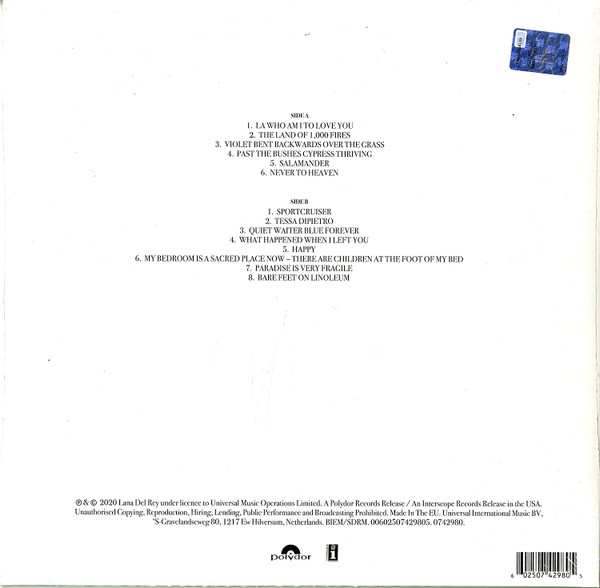 Виниловая пластинка Lana Del Rey – Violet Bent Backwards Over The Grass LP - рис.1