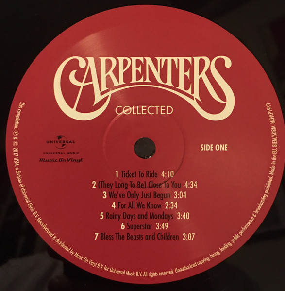 Виниловая пластинка Carpenters – Collected LP - рис.4