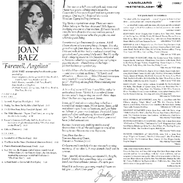 Виниловая пластинка Joan Baez – Farewell, Angelina LP - рис.2