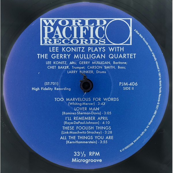 Виниловая пластинка Lee Konitz Plays With The Gerry Mulligan Quartet LP - рис.3
