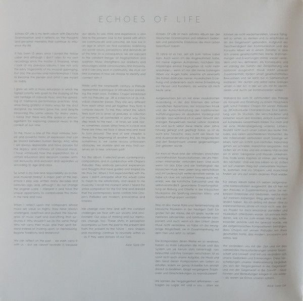 Виниловая пластинка Alice Sara Ott - Echoes Of Life - LP - рис.1