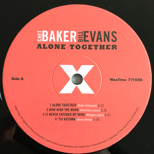 Виниловая пластинка Chet Baker & Bill Evans – Alone Together LP - рис.2