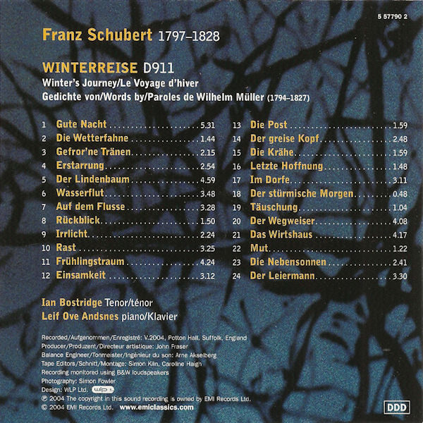 Виниловая пластинка Schubert, Leif Ove Andsnes, Ian Bostridge – Winterreise LP - рис.1