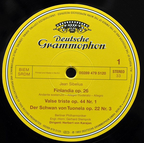 Виниловая пластинка Jean Sibelius; Berliner Philharmoniker; Herbert von Karajan - Finlandia · Valse Triste · Der Schwan Von Tuonela • Tapiola - рис.2