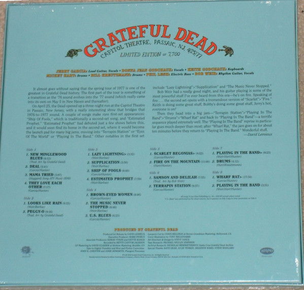 Виниловая пластинка Grateful Dead - Capitol Theatre, Passaic, NJ, 42577 - рис.2