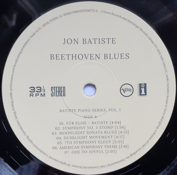 Виниловая пластинка Jon Batiste – Beethoven Blues - Batiste Piano Series, Vol. 1 LP - рис.1