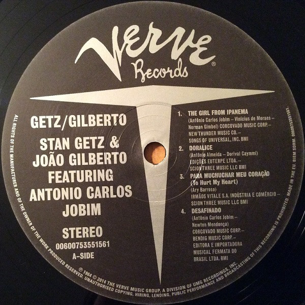 Виниловая пластинка Stan Getz; Joao Gilberto; Antonio Carlos Jobim - Getz Gilberto - рис.2
