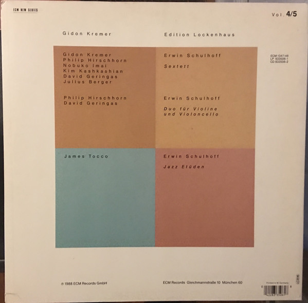 Виниловая пластинка Dimitri Schostakowitsch; Erwin Schulhoff; Gidon Kremer - Edition Lockenhaus, Vol. 45 - рис.1