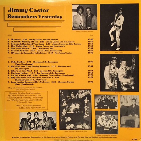 Виниловая пластинка Jimmy Castor – I Promise To Remember Yesterday LP - рис.1