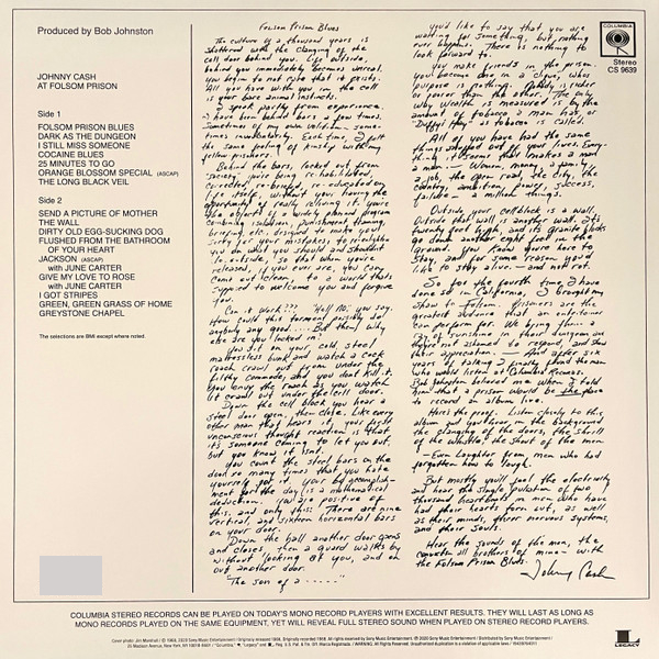 Виниловая пластинка Johnny Cash - At Folsom Prison LP - рис.1