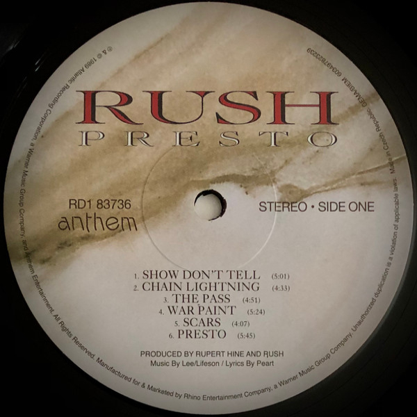 Виниловая пластинка Rush – Presto (Syeor) LP - рис.3