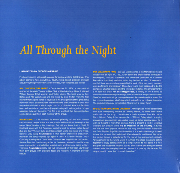 Виниловая пластинка Bill Charlap - All Through The Night - LP - рис.1