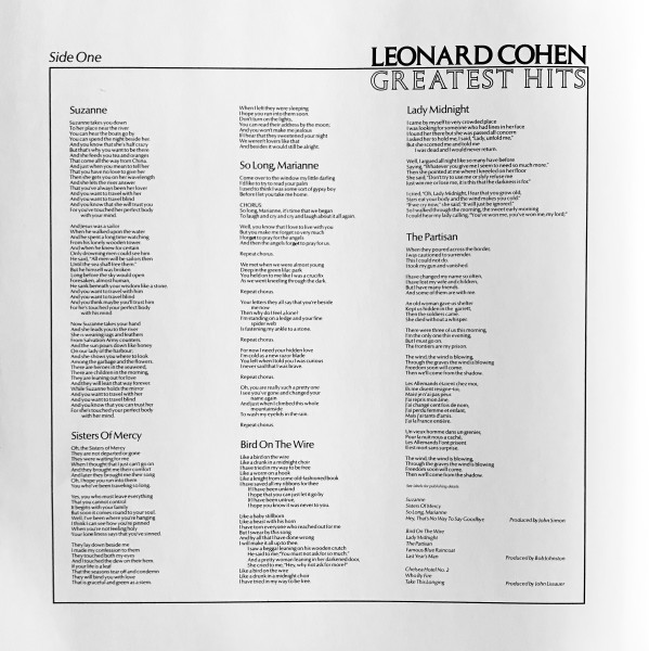 Виниловая пластинка Leonard Cohen Greatest Hits LP - рис.7