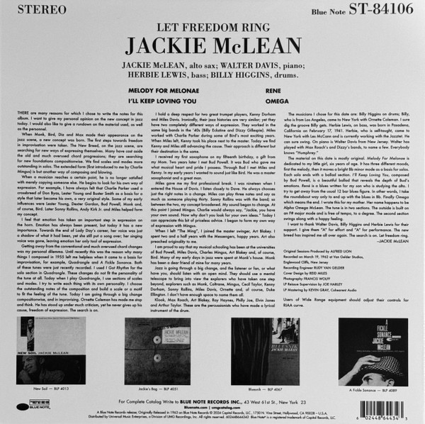 Виниловая пластинка Jackie McLean – Let Freedom Ring (Tone Poet) LP - рис.1