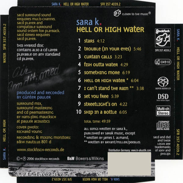 CD-диск Sara K. - Hell Or High Water SACD - рис.3