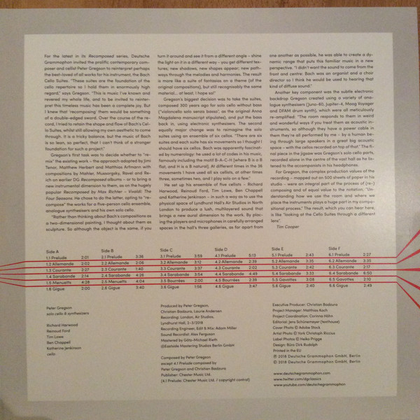 Виниловая пластинка Peter Gregson; Bach - Recomposed By Peter Gregson: Bach - The Cello Suites - рис.2