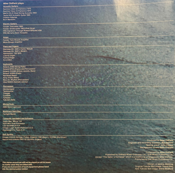 Виниловая пластинка Mike Oldfield – Tubular Bells 2003 - Blue - LP - рис.1